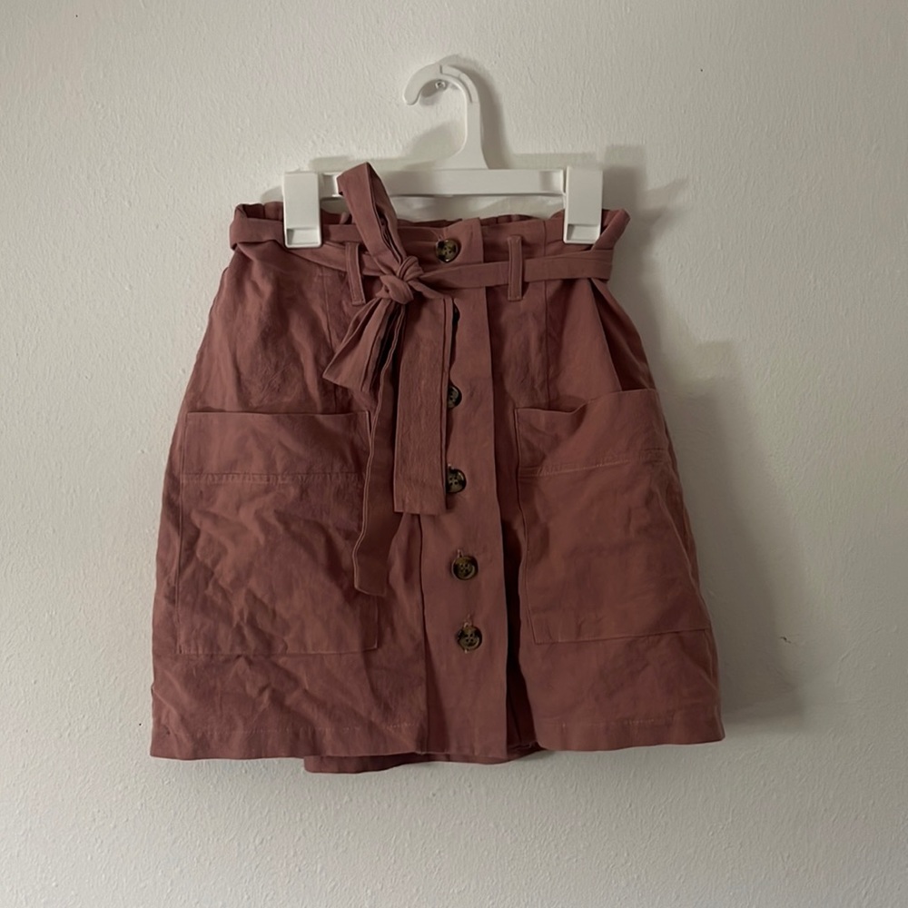 Dusty rose button up skirt